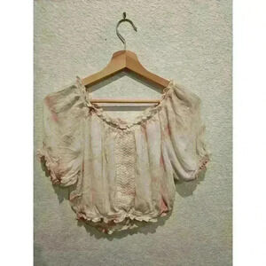 NWT Kiwi & Punch Pink Tie Dye Peasant Girl Short Sleeve Top Size Large